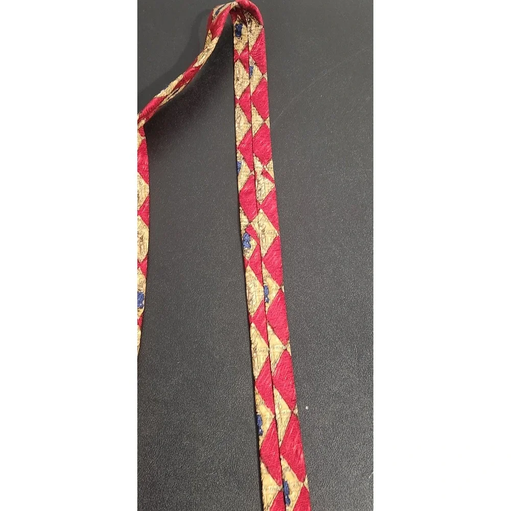 Nicklaus Golf Tie Red Gold‎ Diamond Pattern 56.5